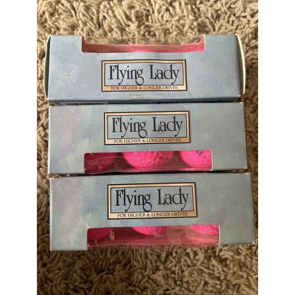 Vintage Spalding Flying Lady Golf Balls - 3 Sleeves (9 Total) Neon Pink
